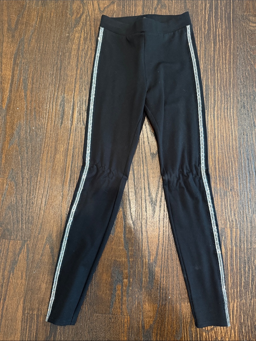 Zara Black Leggings with Silver Side Stripes